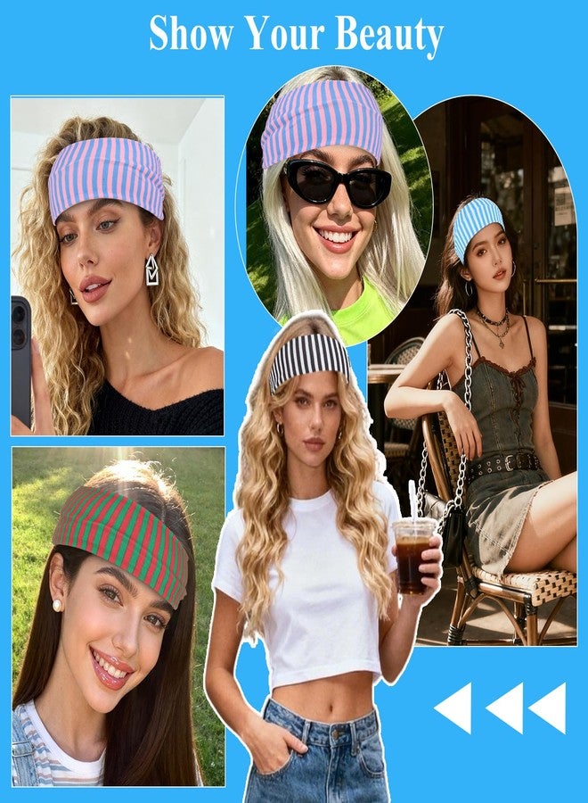KIUEZIR 6PCS Wide Headband for Women Non Slip Fashion Striped Headband Elastic Stretchy Fashion Workout Yoga Hair Bands for Women's Hair Accessories - Image 5